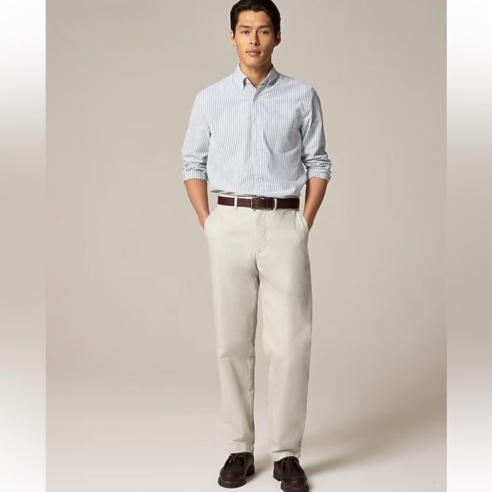 NWT J CREW Broken-in organic cotton oxford shirt in Jack Stripe White Green - Picture 2 of 8